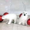 image:imageLillian Vernon White Polar Bear amp Owl Ceramic Ornaments  Set of 2 Hanging String Christmas Holiday Tree Dcor Gifts