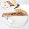 image:imageLuxe White Marble Personalized Serving Tray  16x9 Monogrammed Charcuterie BoardWhite Marble Round