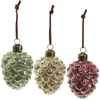 image:imageLillian Vernon Glass Pinecone Ornaments with Leather String  Set of 3 Hanging String 3 Diameter Holiday Tree Dcor Gifts