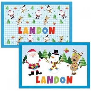 image:imageChristmas Personalized Kids Placemat  Laminated Bright Graphic Placemat 11 x 17 by Lillian VernonCharacters