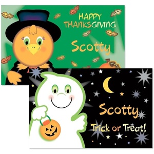 image:imageChristmas Personalized Kids Placemat  Laminated Bright Graphic Placemat 11 x 17 by Lillian VernonGhost  Turkey