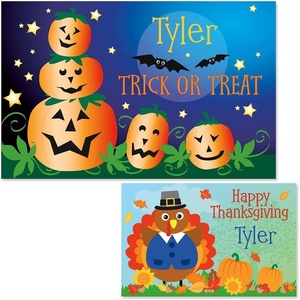 image:imageChristmas Personalized Kids Placemat  Laminated Bright Graphic Placemat 11 x 17 by Lillian VernonJack  Turkey