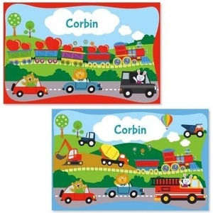 image:imageChristmas Personalized Kids Placemat  Laminated Bright Graphic Placemat 11 x 17 by Lillian VernonTrain