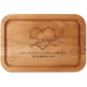 image:imageHappily Ever After Personalized Red Alder Wood Cutting Board  Custom Engraved 11 x 16Inch Wood Chopping and Serving Boards Wedding and Housewarming Gifts Add Names and Date by Lillian VernonHappily Ever After