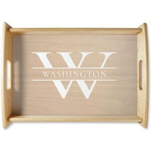 image:imageInitial amp Last Name Natural Wood Serving Tray1 14 X 11 34 X 17 12 Inches Food amp Drink Carry Tray Ottoman Topper