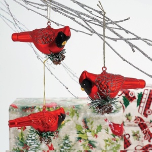 image:imageLillian Vernon Glass Christmas Ornaments  Nutcracker Set of 6 Hand Blown Mini Tree Decorations Holiday Home DecorCardinal