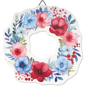 image:imageLillian Vernon Patriotic Florals Wreath Plaque  4th of July Seasonal Festive Summer Hanging Dcor 11 12 DiameterPatriotic