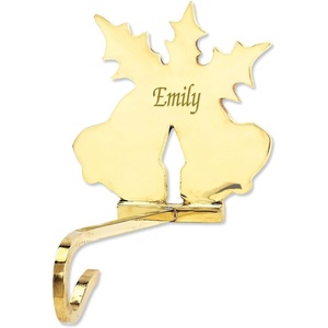 image:imageLillian Vernon Personalized Christmas Tree Brass Stocking Holder  Weighted Mantle Engraved Gold HangerBells
