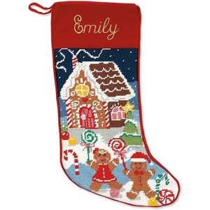image:imageLillian Vernon Personalized Heirloom Needlepoint Stocking  SnowmanChristmas Wool with Cotton 9 12 x 17Gingerbread Personalized