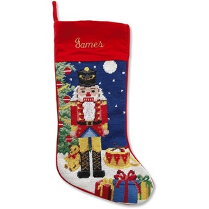 image:imageLillian Vernon Personalized Heirloom Needlepoint Stocking  SnowmanChristmas Wool with Cotton 9 12 x 17Nutcracker Personalized