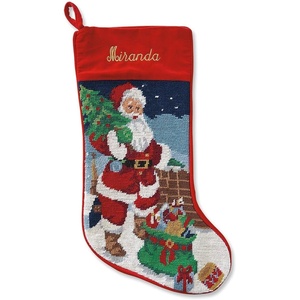 image:imageLillian Vernon Personalized Heirloom Needlepoint Stocking  SnowmanChristmas Wool with Cotton 9 12 x 17Santa Personalized