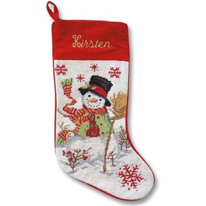 image:imageLillian Vernon Personalized Heirloom Needlepoint Stocking  SnowmanChristmas Wool with Cotton 9 12 x 17Snowman Personalized