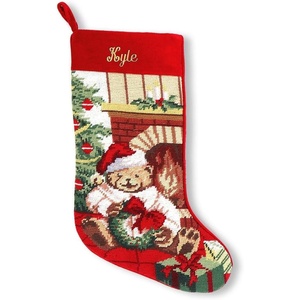 image:imageLillian Vernon Personalized Heirloom Needlepoint Stocking  SnowmanChristmas Wool with Cotton 9 12 x 17Teddy Bearpersonalized