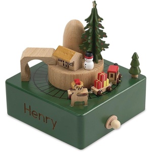image:imageLillian Vernon Personalized Train Music Box Christmas Theme Wooden Toys Interactive Engraved Name 4 14 x 5 12