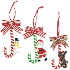 image:imageLillian Vernon Resin Santa amp Friends Ornaments  Set of 3 Mini Tree Decorations Festive Holiday Home Dcor String Included