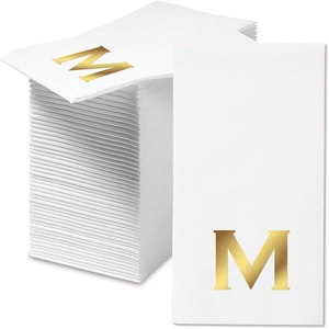 image:imageLillian Vernon Square Personalized Monogram Guest Towels  5 Foil Initial Color Options Linen Feel Disposable Set for Bathroom Wedding amp Party  Pack of 100 13x17 Open 45x85 FoldedCopperplate