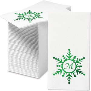 image:imageLillian Vernon Square Personalized Monogram Guest Towels  5 Foil Initial Color Options Linen Feel Disposable Set for Bathroom Wedding amp Party  Pack of 100 13x17 Open 45x85 FoldedSnowflakes