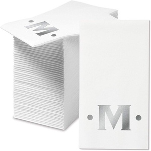image:imageLillian Vernon Square Personalized Monogram Guest Towels  5 Foil Initial Color Options Linen Feel Disposable Set for Bathroom Wedding amp Party  Pack of 100 13x17 Open 45x85 FoldedDot