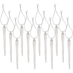 image:imageLillian Vernon Twinkle Glass Icicle Ornaments  Set of 12 Mini Tree Decorations Festive Holiday Home Dcor String Included 5 Long