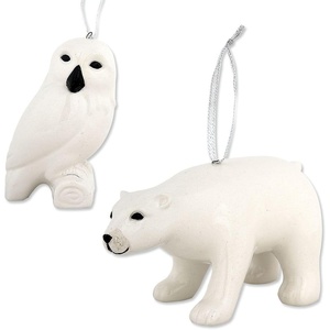 image:imageLillian Vernon White Polar Bear amp Owl Ceramic Ornaments  Set of 2 Hanging String Christmas Holiday Tree Dcor Gifts