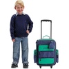 image:imageLillian Vernon Personalized Rolling Luggage for Kids  Shark 5Pocket Rolling Luggage Customizable Travel Carrier on WheelsNavy and Green