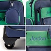 image:imageLillian Vernon Personalized Rolling Luggage for Kids  Shark 5Pocket Rolling Luggage Customizable Travel Carrier on WheelsNavy and Green