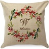 image:imageLillian Vernon Holiday Berry Wreath Personalized Throw Pillow Square 18 x 18Inch Cotton Burlap Decorative Pillows Christmas Bedroom and Living Room Decor Add NameHoliday Berry