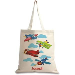 image:imageDinosaur Personalized Canvas Tote 15 X 16 Inch Heavyweight Cotton Canvas Bag Personalized PrintAirplane