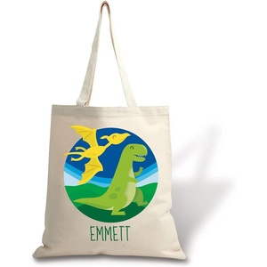 image:imageDinosaur Personalized Canvas Tote 15 X 16 Inch Heavyweight Cotton Canvas Bag Personalized PrintDinosaur