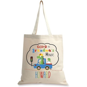 image:imageDinosaur Personalized Canvas Tote 15 X 16 Inch Heavyweight Cotton Canvas Bag Personalized PrintGrandma Boy