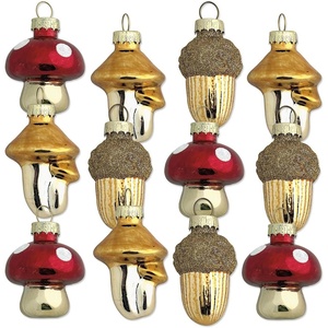 image:imageHarvest Leaves Fall Glass Ornaments  Set of 12 Glass Autumn Ornaments ThanksgivingAcorn  Mushrooms2