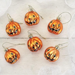image:imageHarvest Leaves Fall Glass Ornaments  Set of 12 Glass Autumn Ornaments ThanksgivingFall Jack O Lantern2