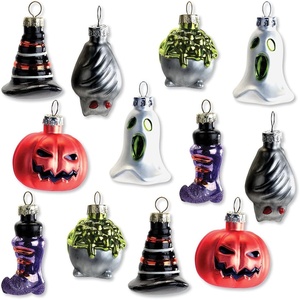 image:imageHarvest Leaves Fall Glass Ornaments  Set of 12 Glass Autumn Ornaments ThanksgivingHalloween Figures2