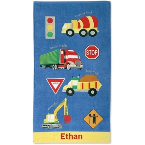 image:imageLillian Vernon Dinosaurs Personalized Boys Towel  Custom Embroidered with Name or Monogram Extra Large 30 x 60 Kids Towels Quick Dry Design for The Beach Pool or Bath Plush 100 CottonTrucks  Signs