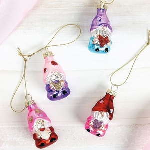 image:imageLillian Vernon Glass Gnome Valentine Ornaments Set 12 with Hanging Strings 2 14T Great for Holiday Decor or as a Gift to Gnome Lovers
