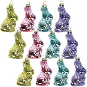 image:imageLillian Vernon Hand Painted Blown Glass Easter Ornaments  Handcrafted Hanging Tree Decorations Easter Egg Holiday amp Party Decor 2 in Assorted 12Piece SetBunny
