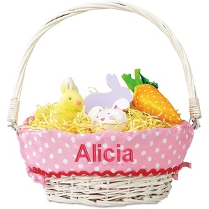 image:imageLillian Vernon Kids Personalized Wicker Easter Basket  Removable Pink Liner With Embroidered Name For Young Girls amp Boys Babys First Egg Hunt Cute Custom Spring Gifts 11 x 14