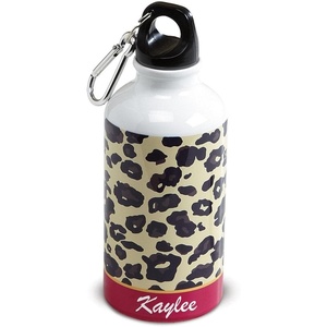 image:imageLillian Vernon Leopard Spots Personalized Kids Aluminum Water Bottle  14 Ounce Screw Top with Clip 6 H Beach Sports School Lunch Box BPA Free