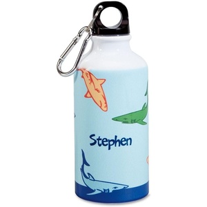 image:imageLillian Vernon Personalized Boys Shark Aluminum Water Bottle  14 Ounce Screw Top with Clip 6 H Beach Sports School Lunch Box BPA Free
