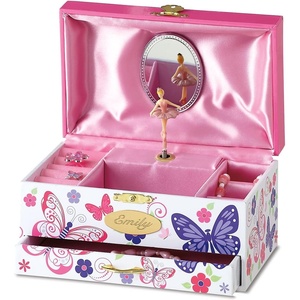 image:imageLillian Vernon Personalized Butterfly Floral Music Box for Girls Jewelry Box Hot Pink Satin Liner with Ballerina FigurineButterfly