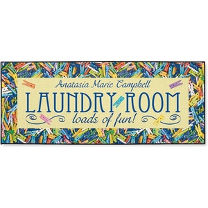 image:imageLillian Vernon Personalized Clothespins DoubleWidth Laundry Room Doormat  Large Mat with Non Skid Rubber Back Custom Washer Dryer Accessories 57 x 23 Floor MatClothespins