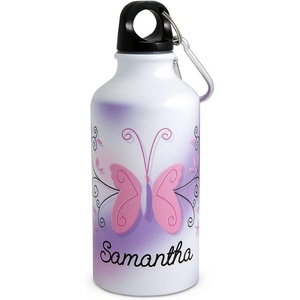 image:imageLillian Vernon Personalized Kids Butterfly Aluminum Water Bottle  14 Ounce Screw Top with Clip 6 H Beach Sports School Lunch Box BPA Free