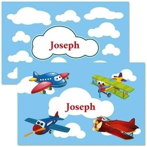 image:imageLillian Vernon Personalized Kids Planes Placemat  11 by 17 Inch Boys 2Sided Easy Clean Laminated Vinyl Place MatAirplanes
