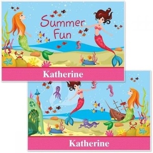 image:imageLillian Vernon Personalized Kids Planes Placemat  11 by 17 Inch Boys 2Sided Easy Clean Laminated Vinyl Place MatMermaid Summer