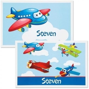 image:imageLillian Vernon Personalized Kids Planes Placemat  11 by 17 Inch Boys 2Sided Easy Clean Laminated Vinyl Place MatPlanes