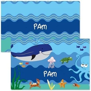 image:imageLillian Vernon Personalized Kids Planes Placemat  11 by 17 Inch Boys 2Sided Easy Clean Laminated Vinyl Place MatUnder the Sea