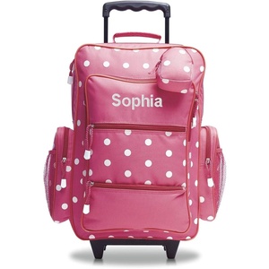 image:imageLillian Vernon Personalized Kids Rolling Luggage  Pink Polka Dot 5Pocket Rolling Luggage Customizable Travel Carrier on WheelsPink