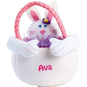 image:imageLillian Vernon Personalized Plush Flower Easter Bunny Tote  Reusable Stuffed Animal Baskets With Custom Name 14 TallPink