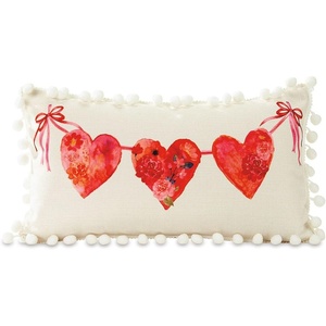image:imageLillian Vernon Valentine Throw Pillow with PomPom Trim  18 x 10 Accent Pillow for Couch Bed Loveseat