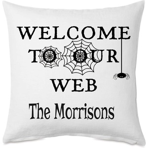 image:imageLillian Vernon Welcome to Our Web Personalized Throw Pillow Square 18 x 18 Cotton Burlap for Wedding Christmas Holiday amp Anniversary Bedroom amp Living Room Decor Add Name